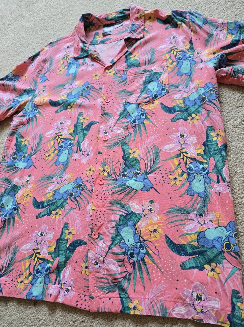 STITCH 100% Rayon Vacation Button Down Mens Size Large